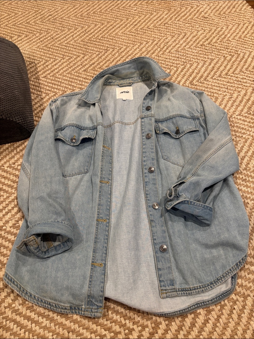 aerie Light Blue Denim Shirt Jacket